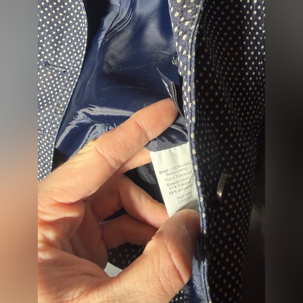J.CREW Classic schoolboy blazer in indigo polka dot Size 00 - Picture 4 of 5